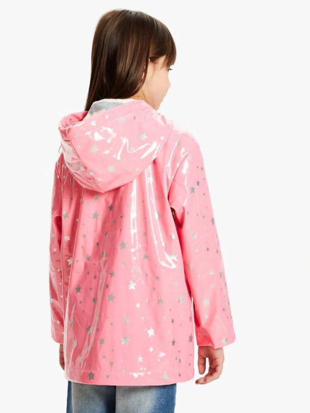 Hatley Metallic Pink Stars Raincoat Girls 5